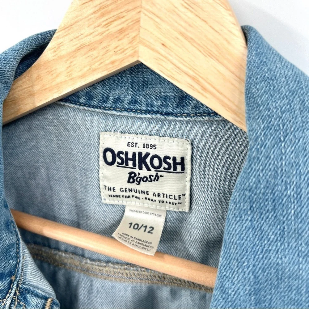 OSH KOSH B'GOSH Kid's Blue Denim Jean Jacket Size 10-12